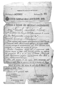 Polizza vita dell'artigliere Lamberto Gentili